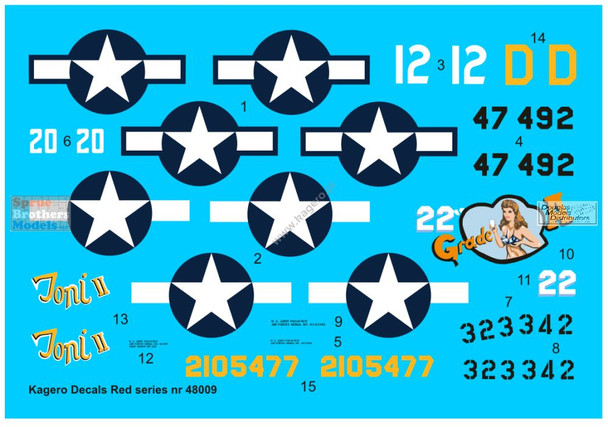 KAGKD48009 1:48 Kagero Decals - Pacific P-40N Warhawks Part 1