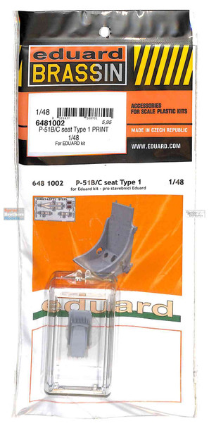 EDU6481002 1:48 Eduard Brassin Print - P-51B P-51C Mustang Seat Type 1 (EDU kit)