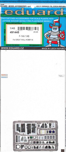 EDU491445 1:48 Eduard Color PE - F-14A Tomcat Detail Set (GWH kit)