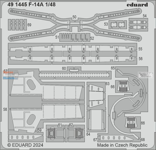 EDU491445 1:48 Eduard Color PE - F-14A Tomcat Detail Set (GWH kit)