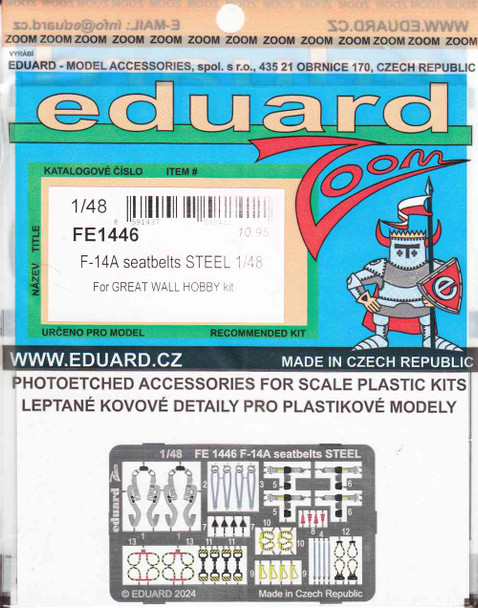 EDUFE1446 1:48 Eduard Color Zoom PE - F-14A Tomcat Seatbelts (GWH kit)