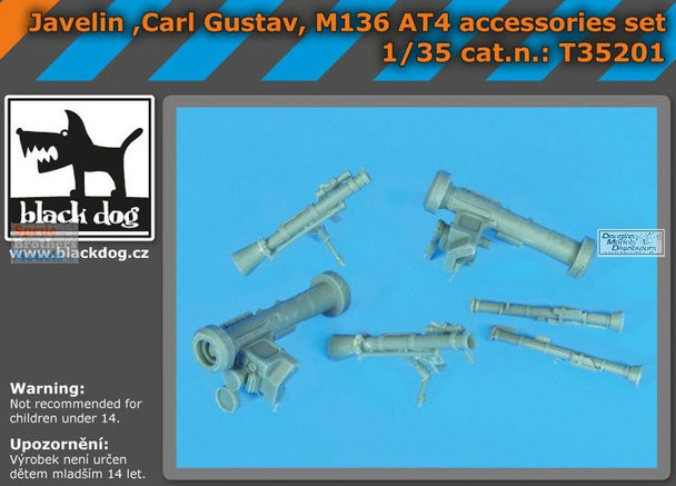 BLDT35201T 1:35 Black Dog Weapons Set: Javelin, Carl Gustav, M136 & AT4