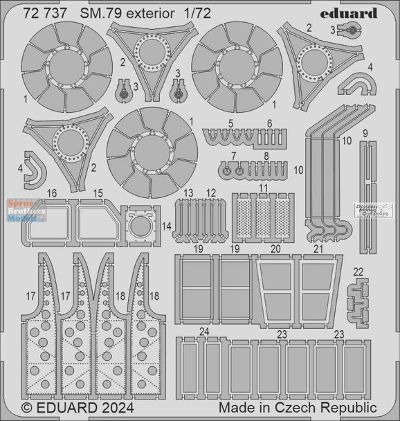 EDU72737 1:72 Eduard PE - SM.79 Sparviero Exterior Detail Set (ITA kit)