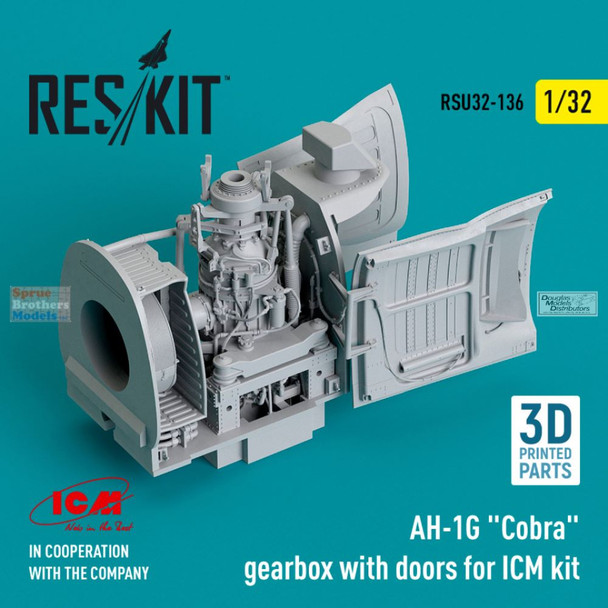 RESRSU320136U 1:32 ResKit AH-1G Cobra Gearbox with Doors (ICM kit)