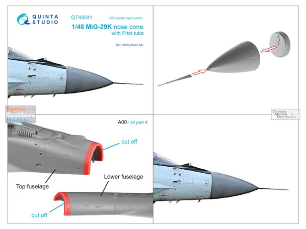 QTSQT48041 1:48 Quinta Studio - Correct Nose Cone for MiG-29K Fulcrum (HBS kit)