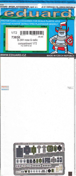 EDU73830 1:72 Eduard Color PE - B-24H Liberator Nose & Radio Compartment Detail Set (AFX kit)