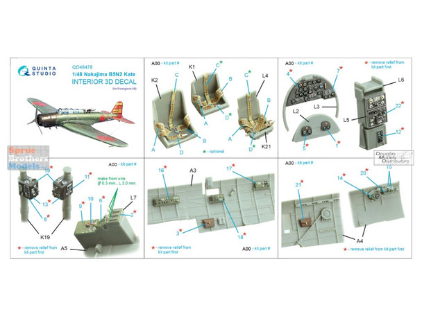 QTSQD48478 1:48 Quinta Studio 3D Decal - B5N2 Kate (HAS kit)