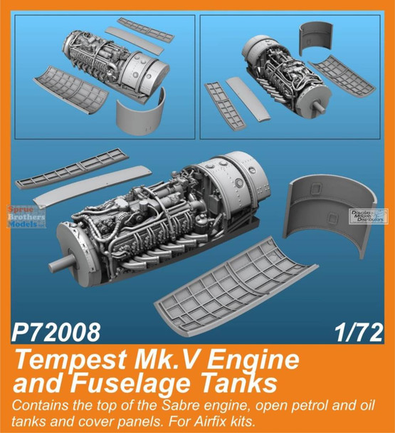 SPHP72008P 1:72 Special Hobby Tempest Mk.V Engine & Fuselage Tanks (AFX kit)