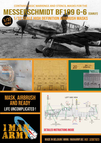 OMA32DET023 1:32 1Man Army Basic Markings & Stencil Masks - Bf109G-6 Early