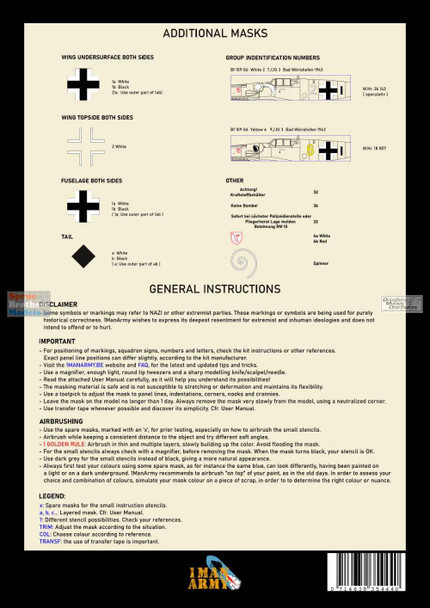 OMA32DET023 1:32 1Man Army Basic Markings & Stencil Masks - Bf109G-6 Early