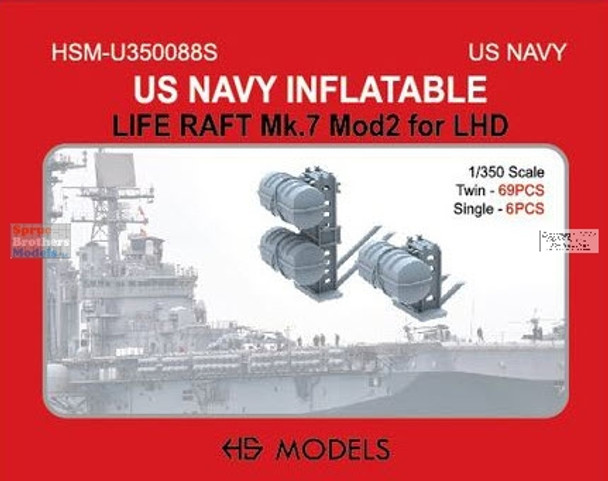 HSMU350088U 1:350 HS Models US Navy Inflatable Life Raft Mk.7 Mod2 for LHD
