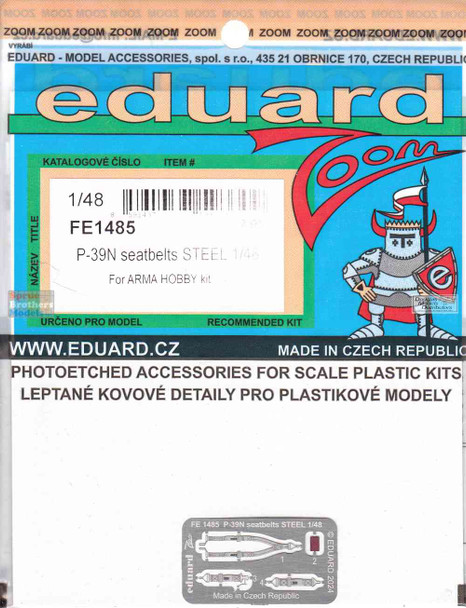 EDUFE1485 1:48 Eduard Color Zoom PE - P-39N Airacobra Seatbelts (ARM kit)