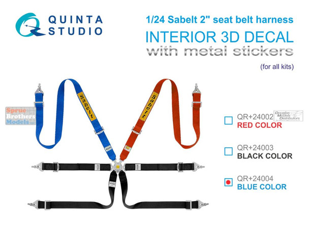 QTSQR24004R 1:24 Quinta Studio 3D Decal - Sabelt 2"Seat Belt Harness (blue) with Metal Buckles
