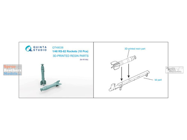 QTSQT48038 1:48 Quinta Studio RS-82 Rockets (10pcs)