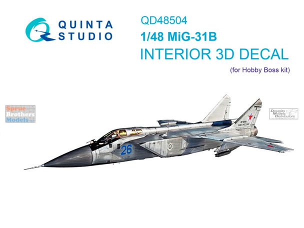 QTSQD48504 1:48 Quinta Studio 3D Decal - MiG-31B Foxhound (HBS kit)