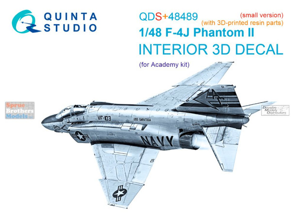 QTSQDS48489R 1:48 Quinta Studio 3D Decal - F-4J Phantom II + Resin (ACA kit) Small Version