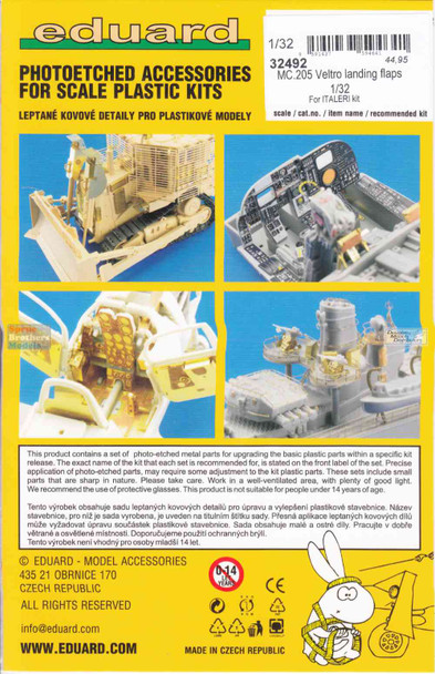 EDU32492 1:32 Eduard PE - Mc.205 Veltro Landing Flaps (ITA kit)