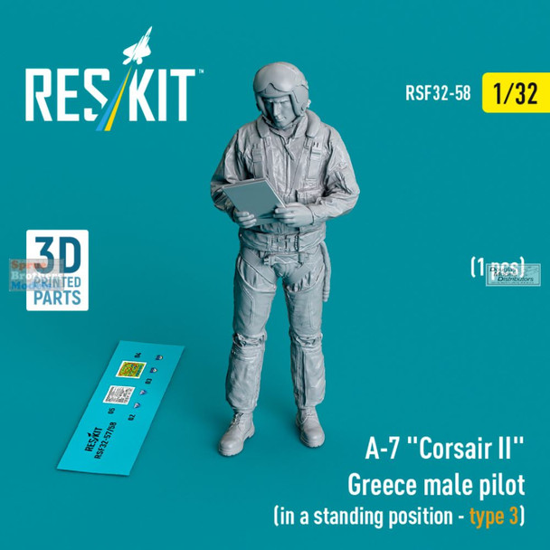 RESRSF320058F 1:32 ResKit A-7 Corsair II Greece Male Pilot Figure Type 3 Standing