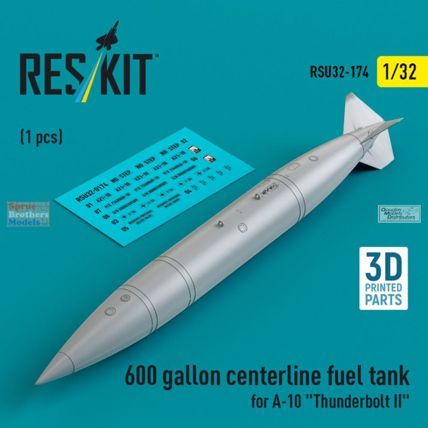 RESRSU320174U 1:32 ResKit 600-Gallon Centerline Fuel Tank for A-10