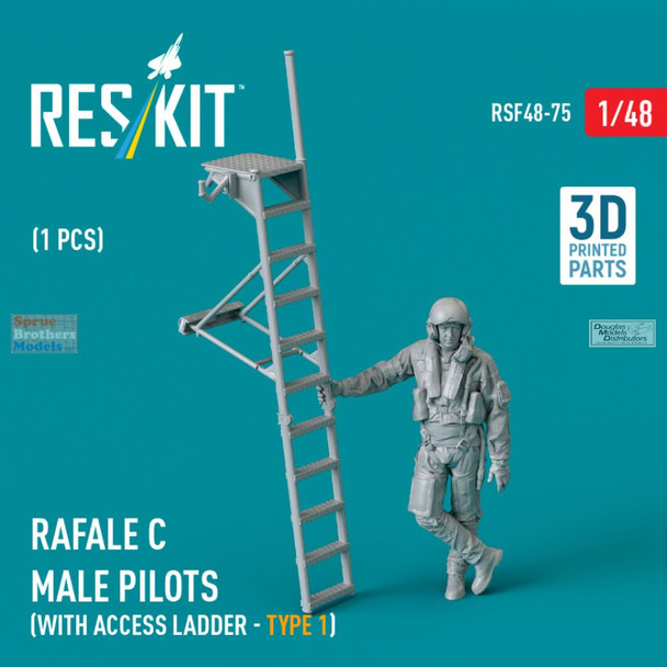 RESRSF480075F 1:48 ResKit Rafale C Male Pilot Figure with Access Ladder