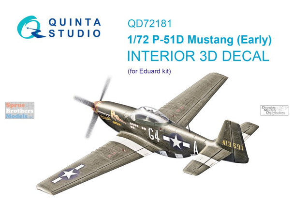 QTSQD72181 1:72 Quinta Studio 3D Decal - P-51D Mustang Early (EDU kit)