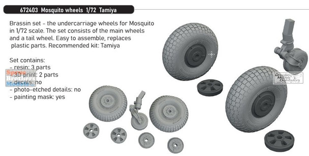 EDU672403 1:72 Eduard Brassin Mosquito Wheels (TAM kit)