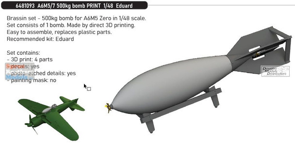 EDU6481093 1:48 Eduard Brassin - A6M5 A6M7 Zero 500kg Bomb (EDU