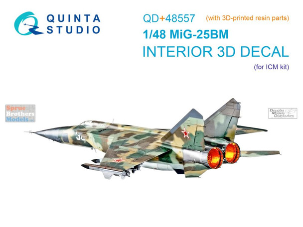 QTSQD48557R 1:48 Quinta Studio 3D Decal+Resin - MiG-25BM Foxbat (ICM kit)