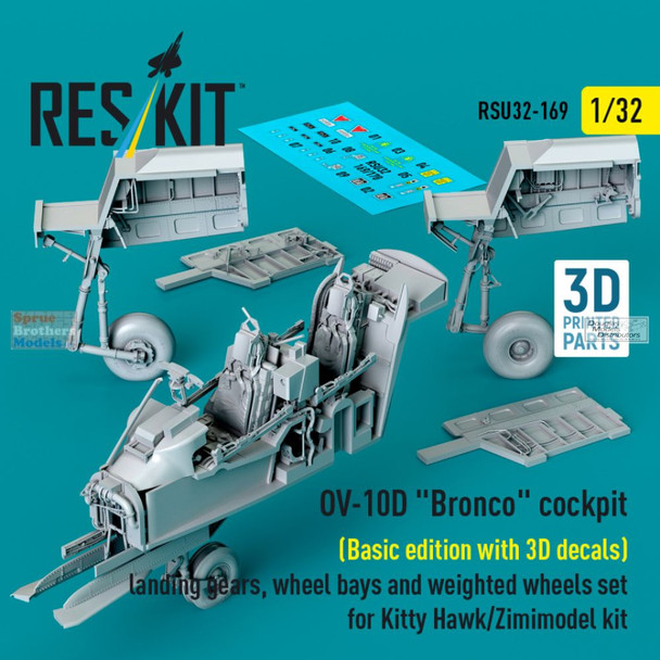 RESRSU320169U 1:32 ResKit OV-10D Bronco Cockpit, Landing Gear, Wheel Bay and Wheels Set (ZIM kit) Basic Edition