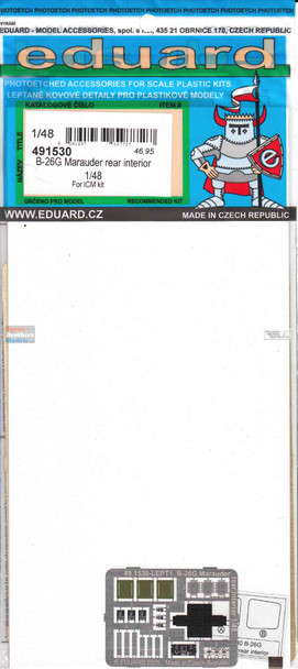EDU491530 1:48 Eduard Color PE - B-26G Marauder Rear Interior Detail Set (ICM kit)