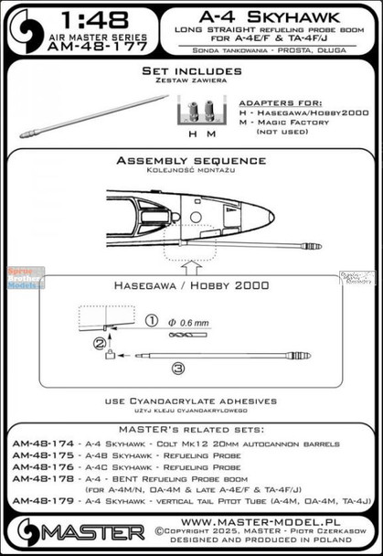 MASAM48177 1:48 Master Model - A-4E A-4F TA-4F TA-4J Skyhawk Long Straight Refuelling Probe Boom