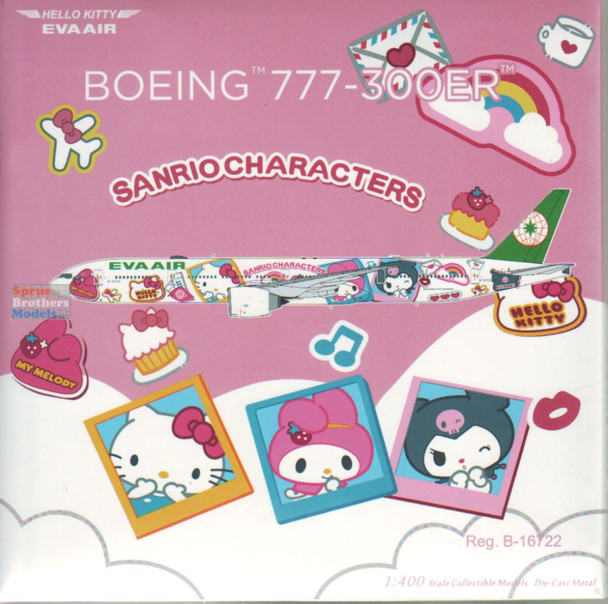 NGM73076 1:400 NG Model EVA Air B777-300ER Reg #B-16722 Hello Kitty Besties Jet (pre-painted/pre-built)