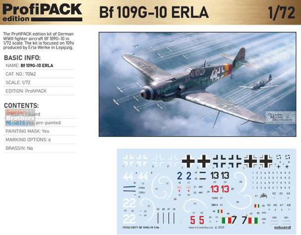 EDU70162 1:72 Eduard Bf109G-10 Erla ProfiPACK Edition