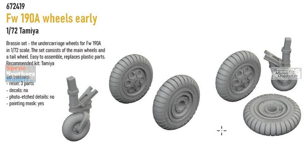EDU672419 1:72 Eduard Brassin Fw190A Early Wheels (EDU kit)