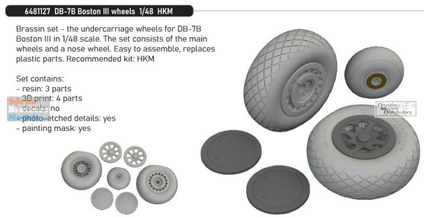 EDU6481127 1:48 Eduard Brassin DB-7B Boston III (A-20 Havoc)  Wheels (HKM kit)