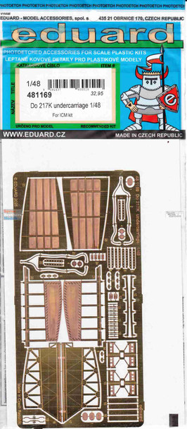 EDU481169 1:48 Eduard PE - Do217K Undercarriage Detail Set (ICM kit)