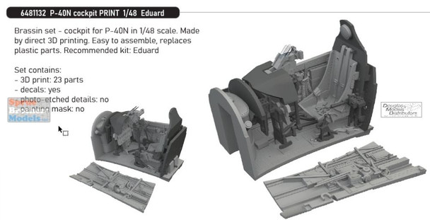 EDU6481132 1:48 Eduard Brassin - P-40N Warhawk Cockpit Set (EDU kit)