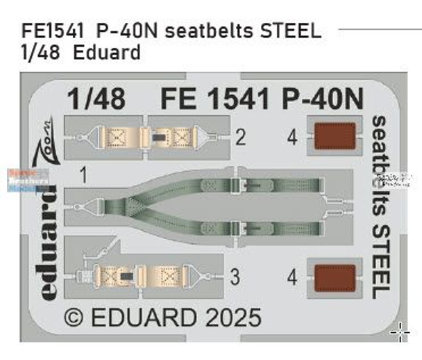 EDUFE1541 1:48 Eduard Color Zoom PE - P-40N Warhawk Seatbelts (EDU kit)