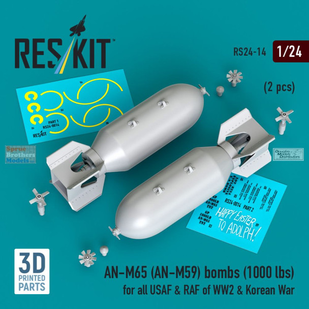 RESRS240014 1:24 ResKit AN-M65 (1000lb) Bomb Set