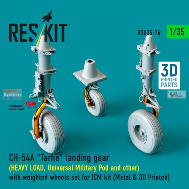 RESRSU35076U 1:35 ResKit CH-54A Tarhe Landing Gear with Weighted Wheels - Heavy Load (ICM kit)