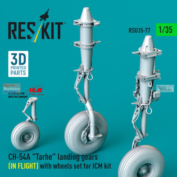 RESRSU35077U 1:35 ResKit CH-54A Tarhe Landing Gear with Weighted Wheels - In Flight (ICM kit)