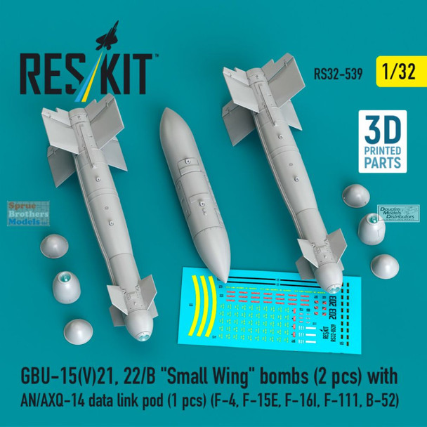 RESRS320539 1:32 ResKit GBU-15(V)21,22/B Small Wing Bombs + AN/AXQ-14 Data Link Pod