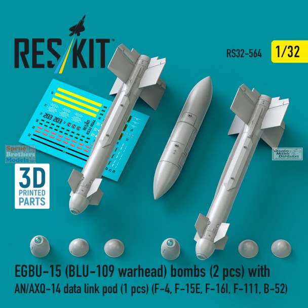 RESRS320564 1:32 ResKit EGBU-15 Bombs with BLU-109 Warhead + AN/AXQ-14 Data Link Pod