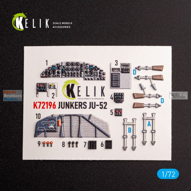 RESK72196K 1:72 ResKit/Kelik 3D Detail Set - Ju52 (ITA kit)