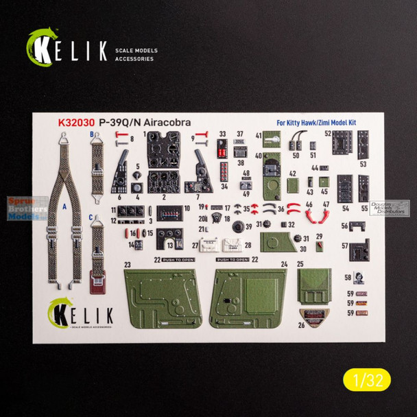 RESK32030K 1:32 ResKit/Kelik 3D Interior Set - P-39Q P-39N Airacobra (ZIM kit)