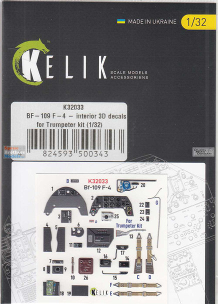 RESK32033K 1:32 ResKit/Kelik 3D Interior Set - Bf109F-4 (TRP kit)