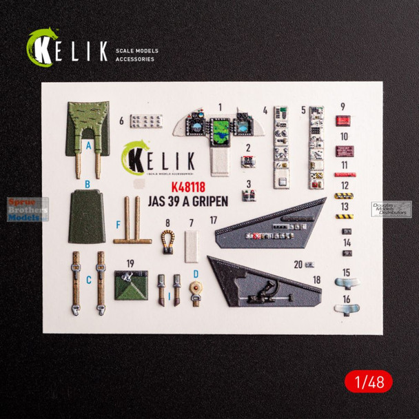 RESK48118K 1:48 ResKit/Kelik 3D Detail Set - JAS-39A Gripen (KIN kit)