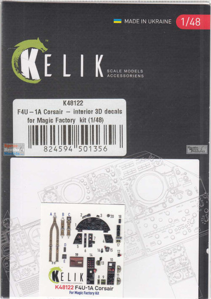 RESK48122K 1:48 ResKit/Kelik 3D Detail Set - F4U-1A Corsair (MGF kit)