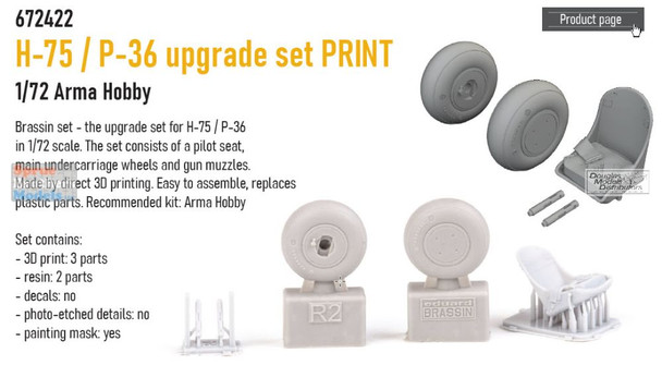 EDU672422 1:72 Eduard Brassin H-75 Hawk / P-36 Upgrade Set (ARM kit)