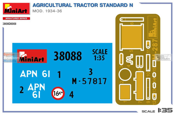 MIA38088 1:35 Miniart Agricultural Tractor Standard N Mod 1934-36